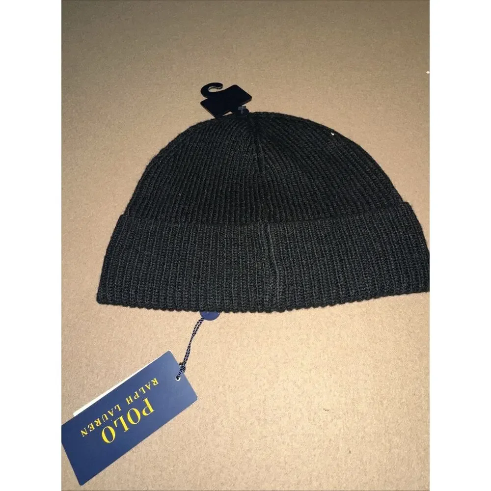 Polo Ralph Lauren Men’s Black Cuffed Beanie Dog With USA Shirt